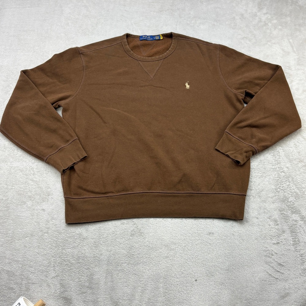 Polo Ralph Lauren Sweatshirt Mens Large Brown Crewneck Embroidered Pony Logo